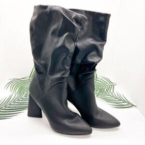 DV Dolce Vita Wandah Ruched Pull-On Mid Calf Boots Women's Size 9 Black